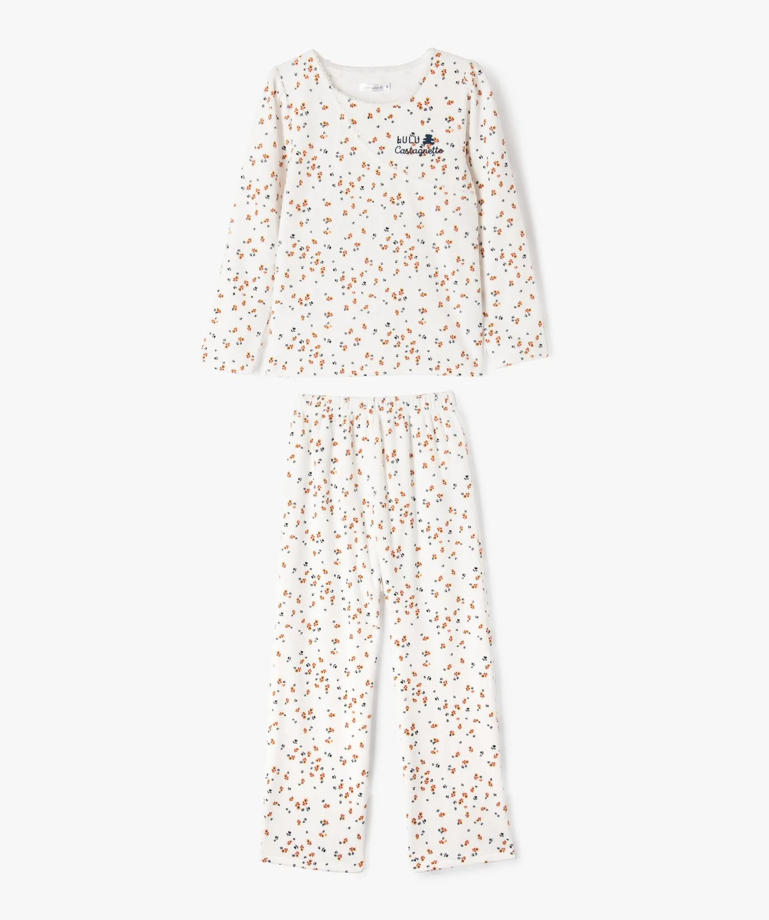 pyjama en velours a motifs fleuris fille - lulucastagnette imprime