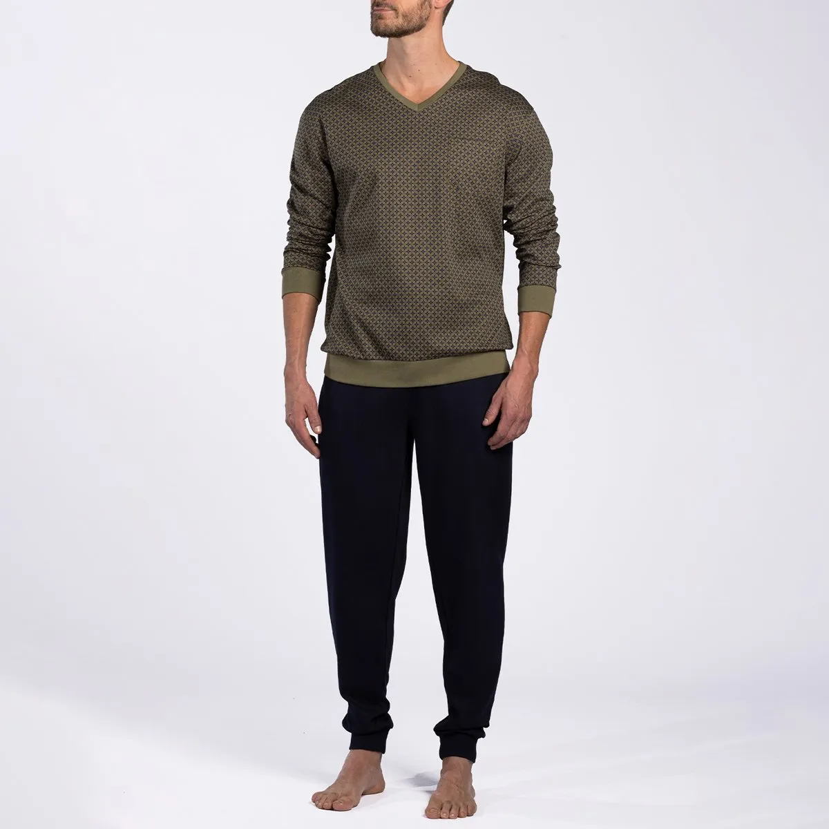 Pyjama homme VEGETAL vert foncé/bleu foncé