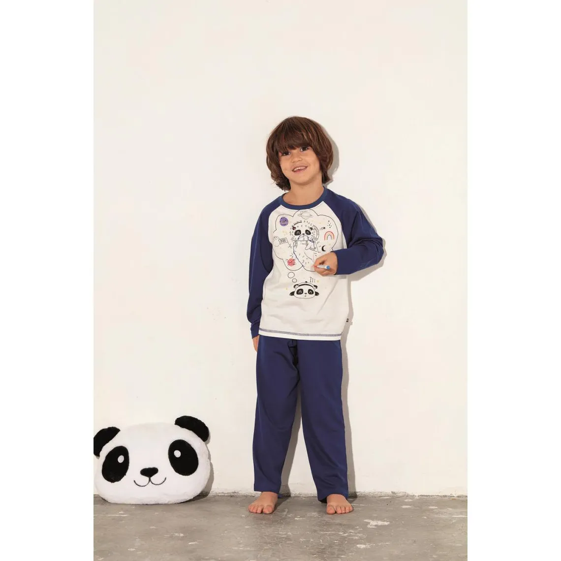 pyjama long manches longues écru en coton | 3 Suisses