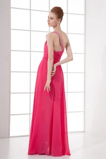 Robe fuchsia pas cher courte devant longue derrière asymétrique