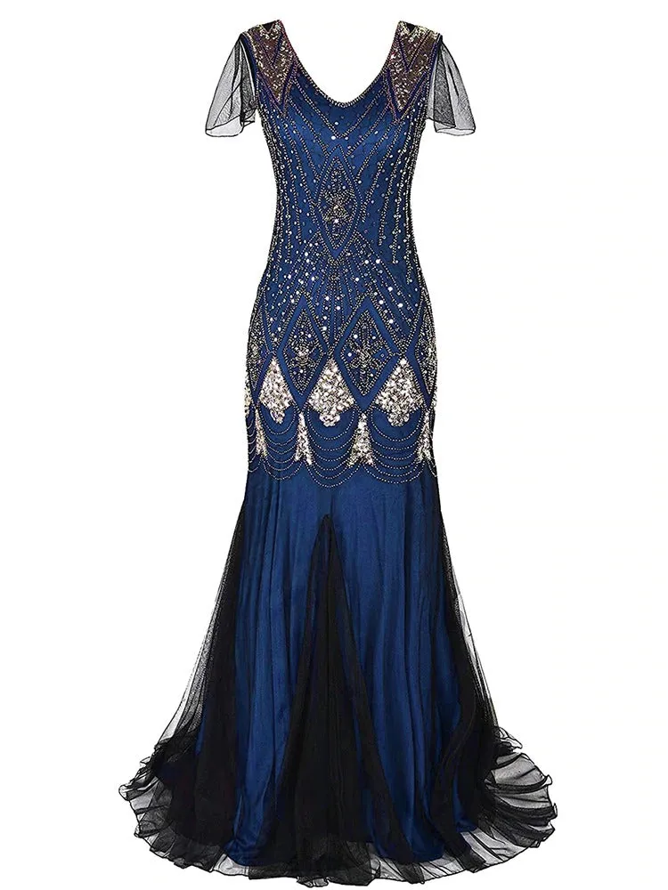 Robe Gatsby Longue  Haute Couture Bleue