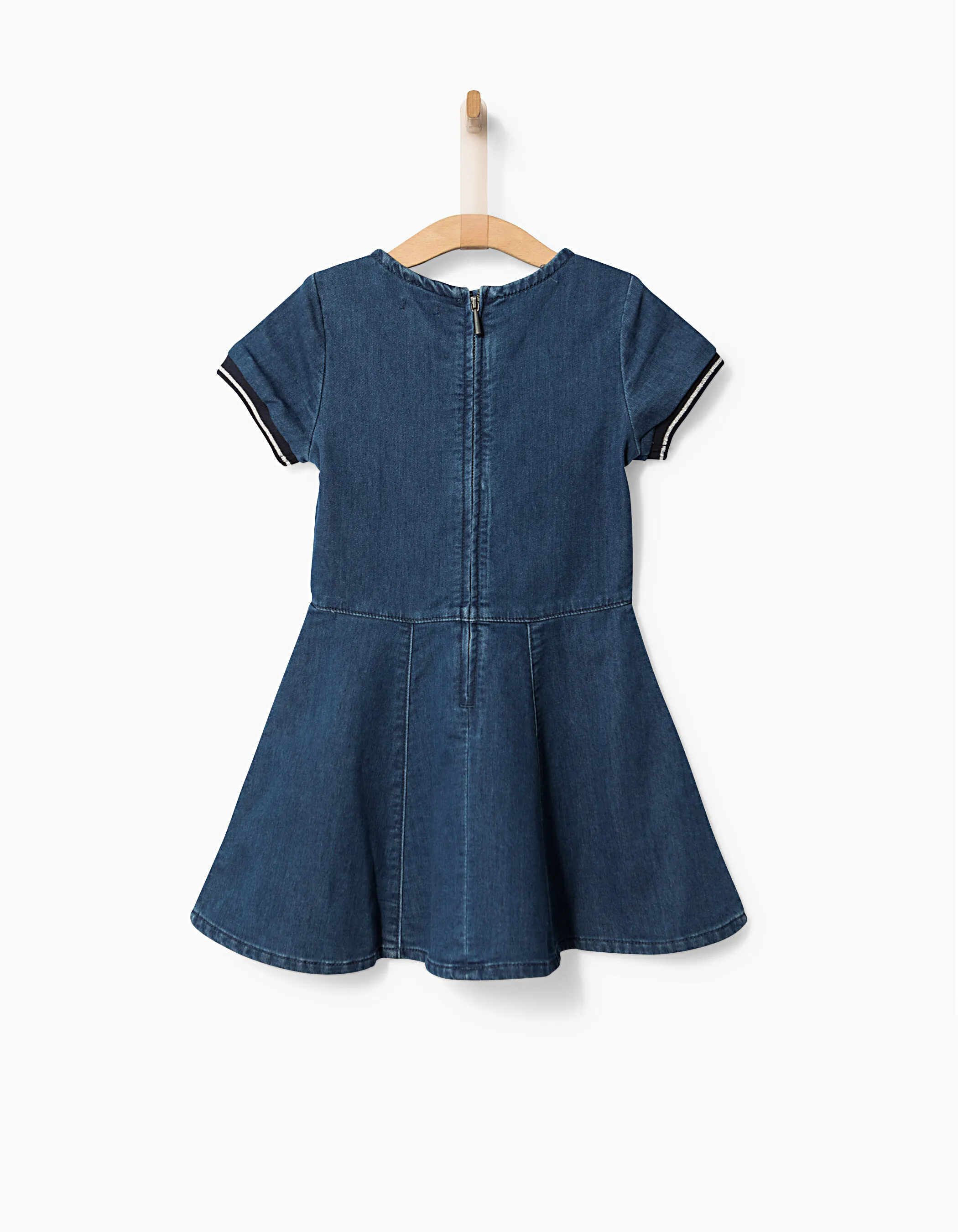 Robe trapèze en jean, avec broderies fille