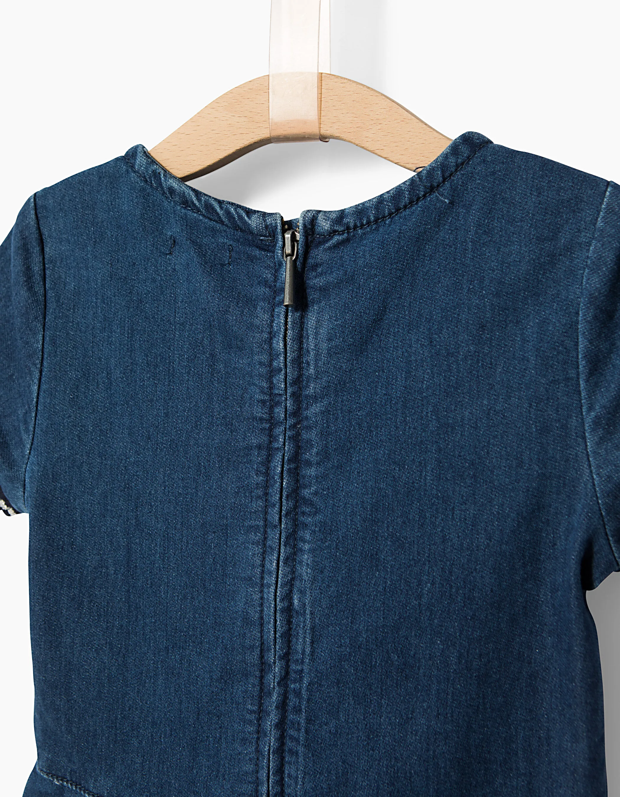 Robe trapèze en jean, avec broderies fille