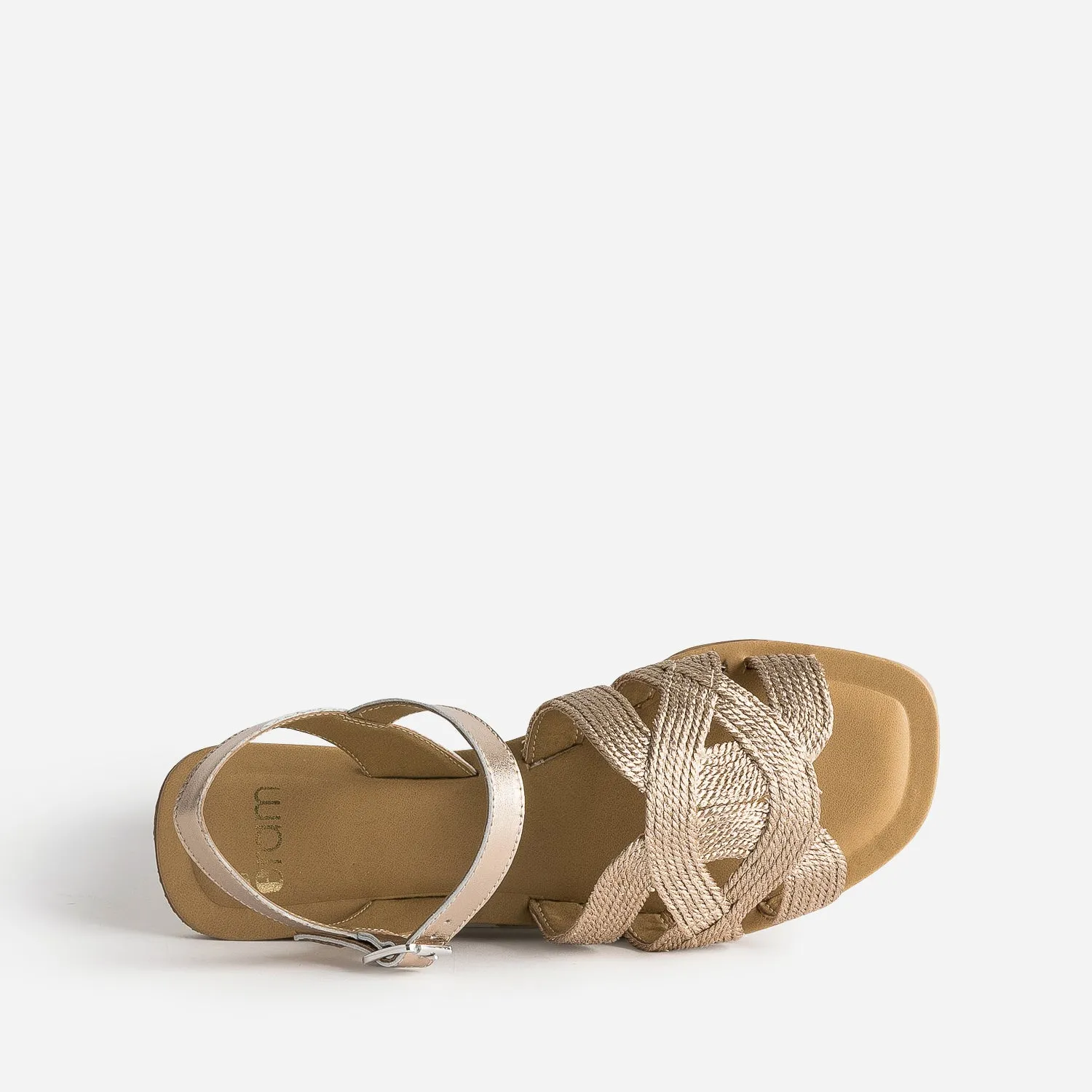 Sandale bronze textile tressé - Sandales Femme | ERAM