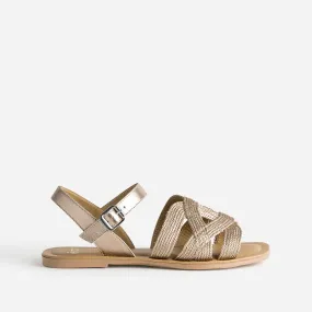 Sandale bronze textile tressé - Sandales Femme | ERAM