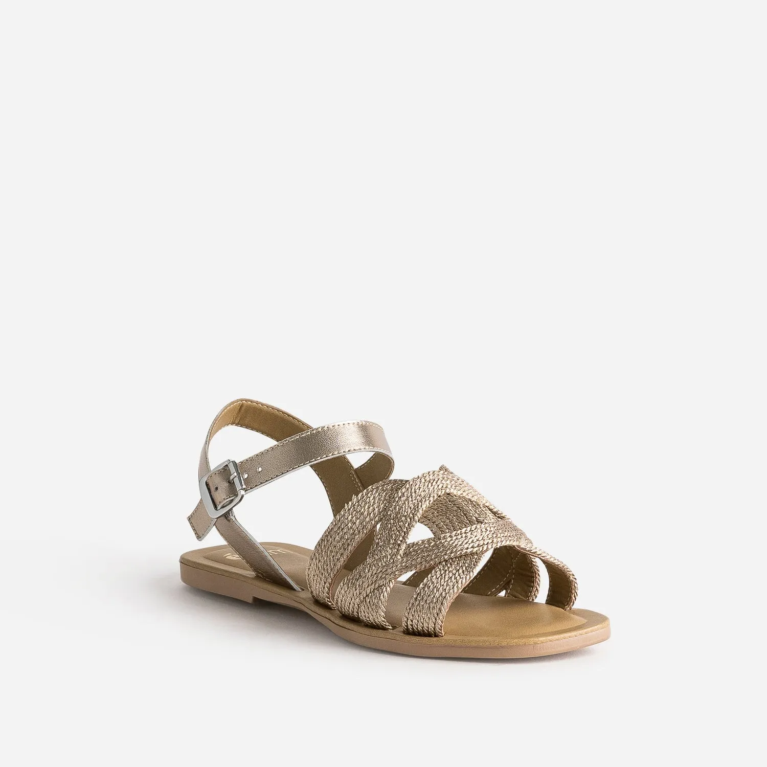 Sandale bronze textile tressé - Sandales Femme | ERAM