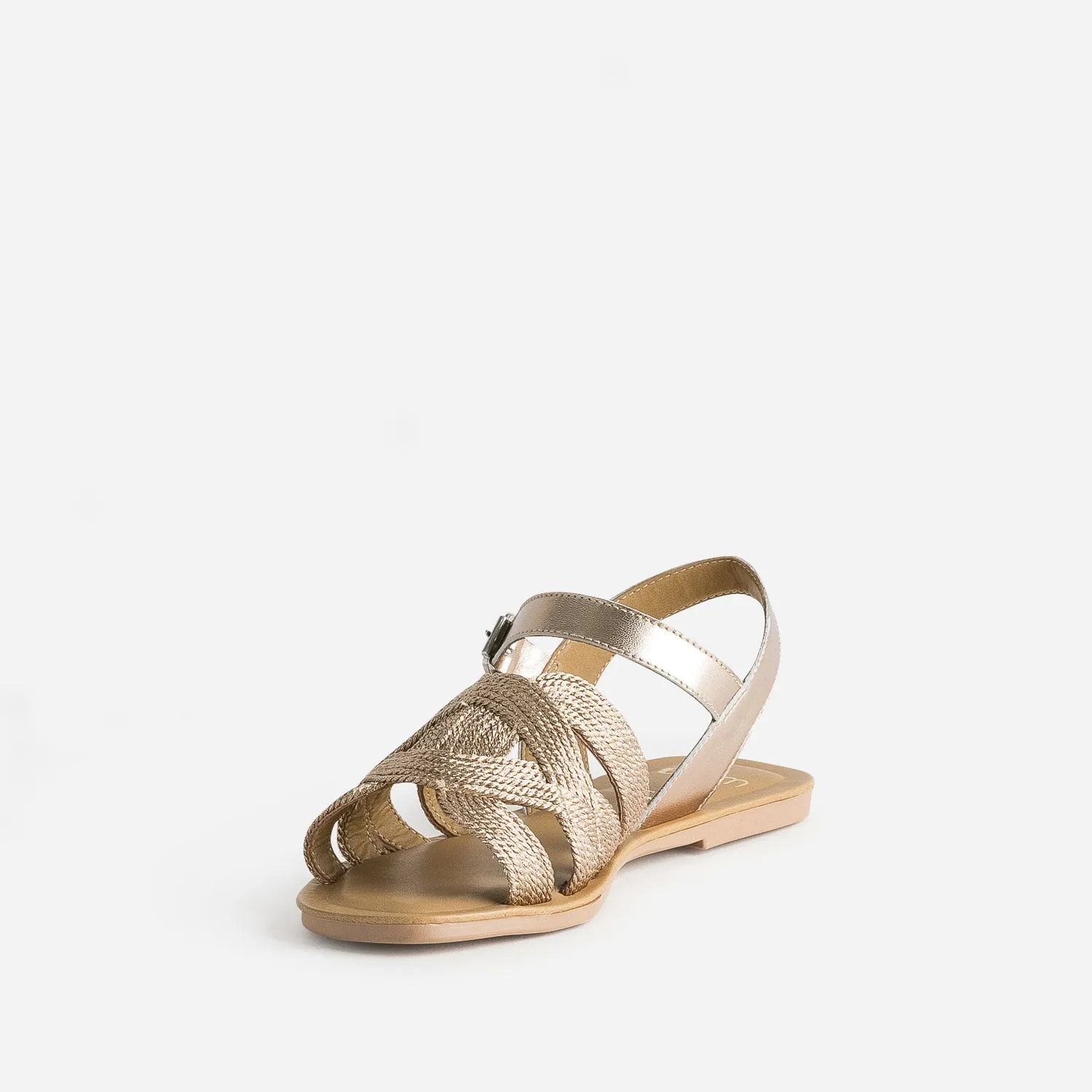 Sandale bronze textile tressé - Sandales Femme | ERAM