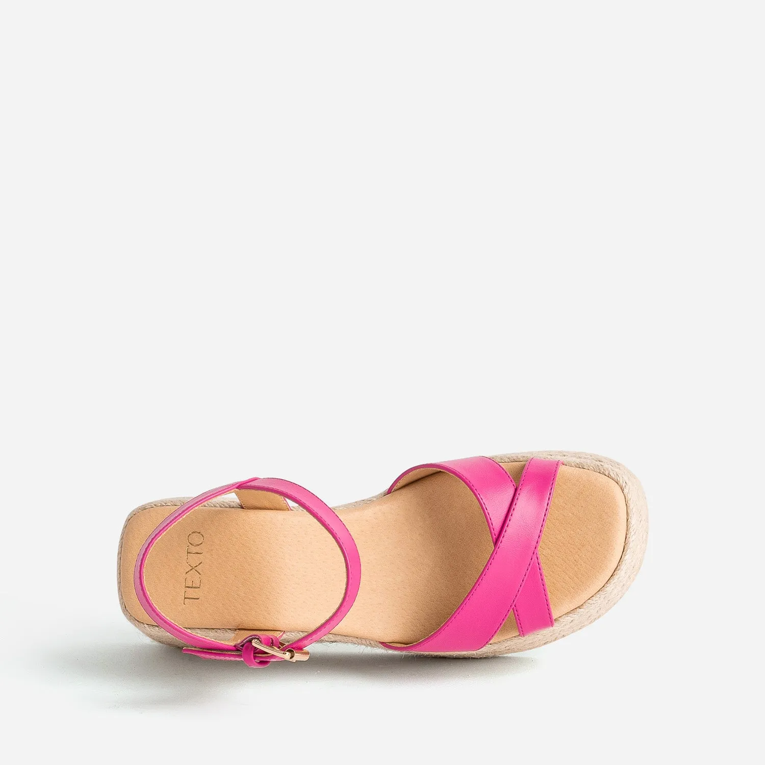 Sandale compensée TEXTO rose fuchsia - Sandales Femme | ERAM