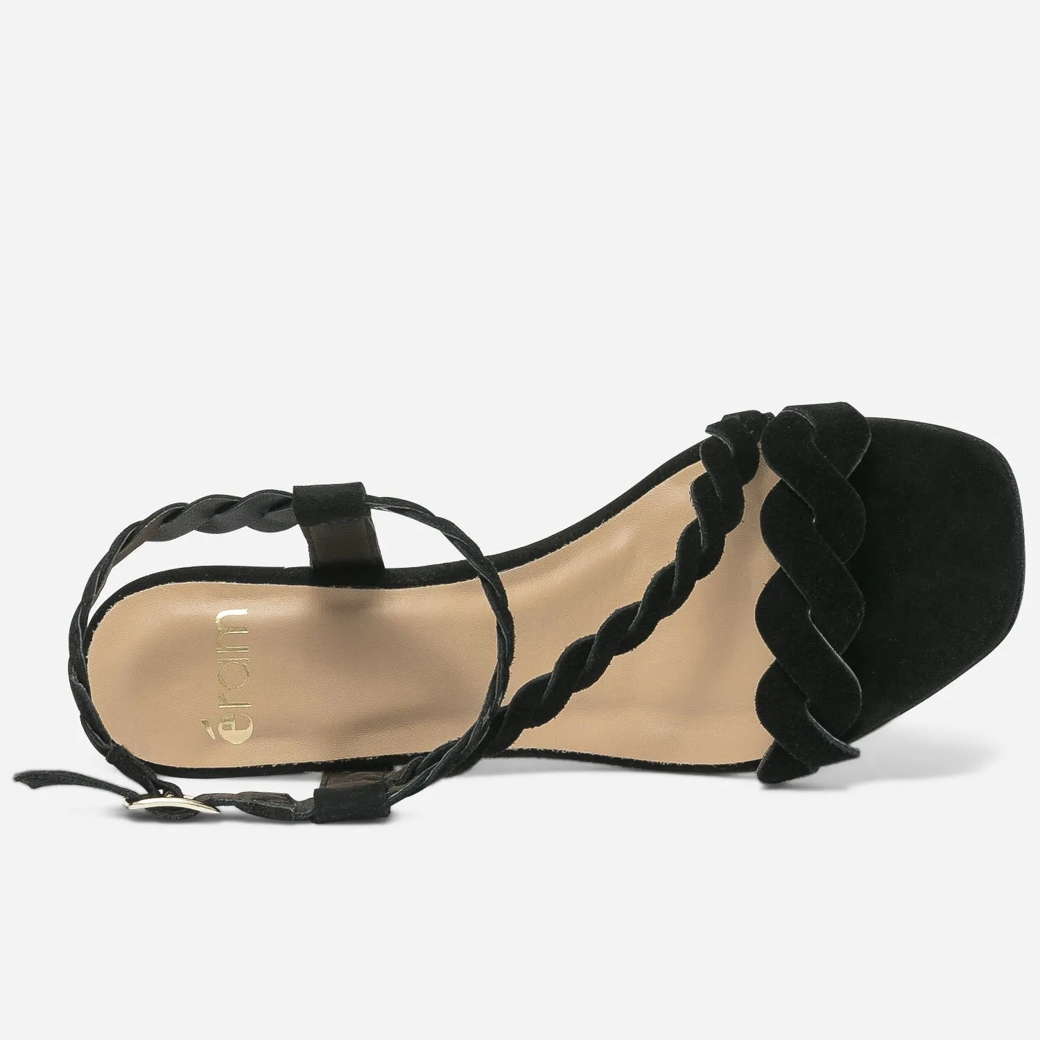 Sandale noire en cuir velours - Sandales Femme | ERAM