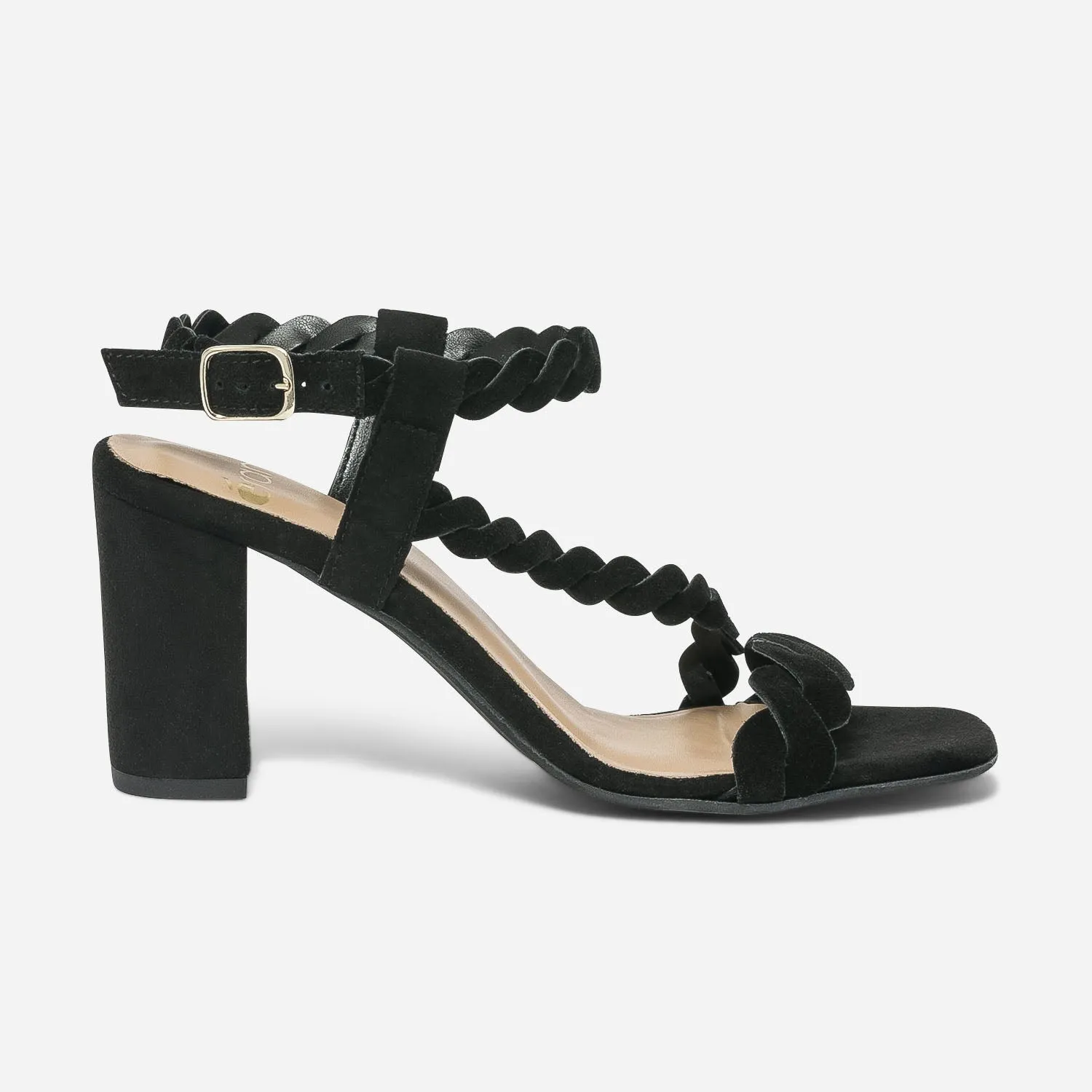 Sandale noire en cuir velours - Sandales Femme | ERAM