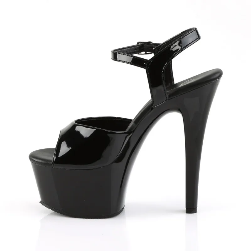 Sandale plateforme noire vernis talon 15 cm | Chaussure Pole Dance