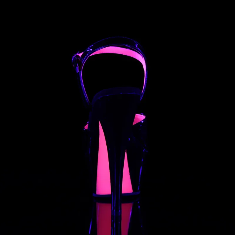 Sandale pole dance noire et rose fluo