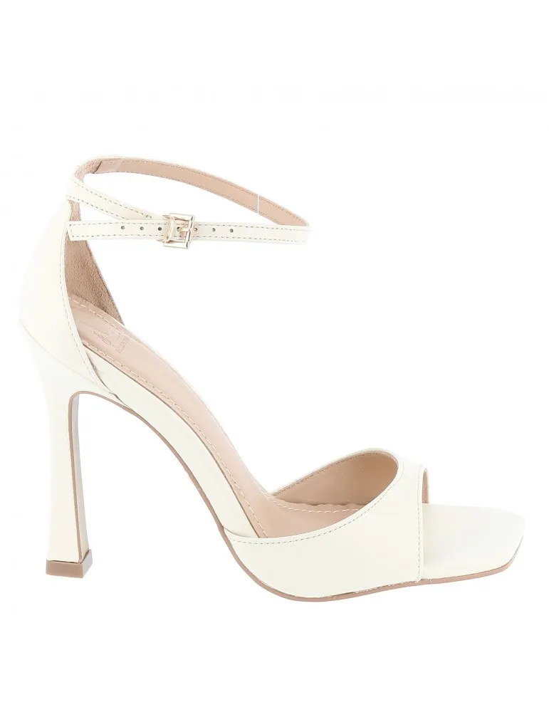 sandales ouvertes à talons cuir blanc cassé 11 cm