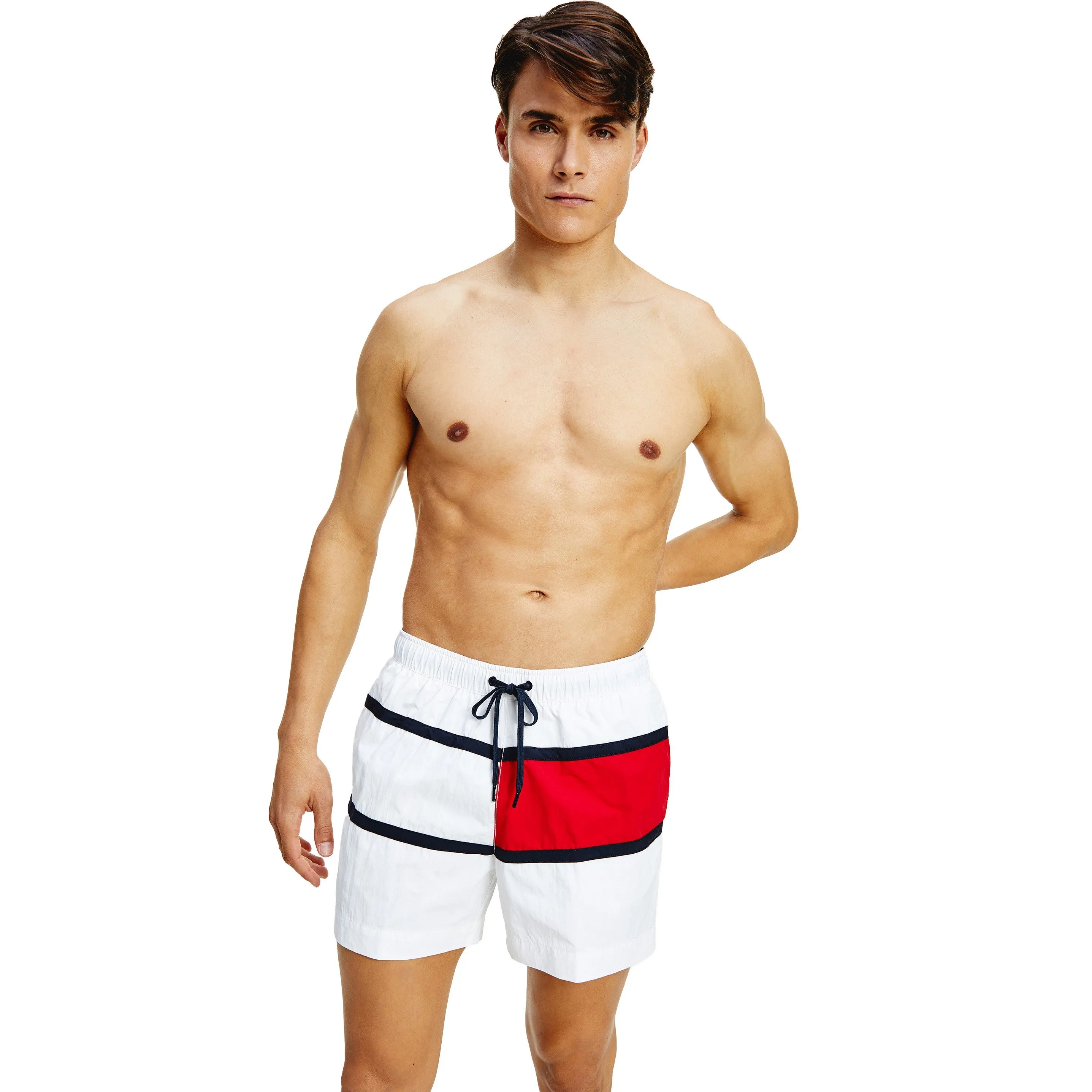 Short de bain mi-long colour block Tommy hilfiger - blanc - Tommy H...