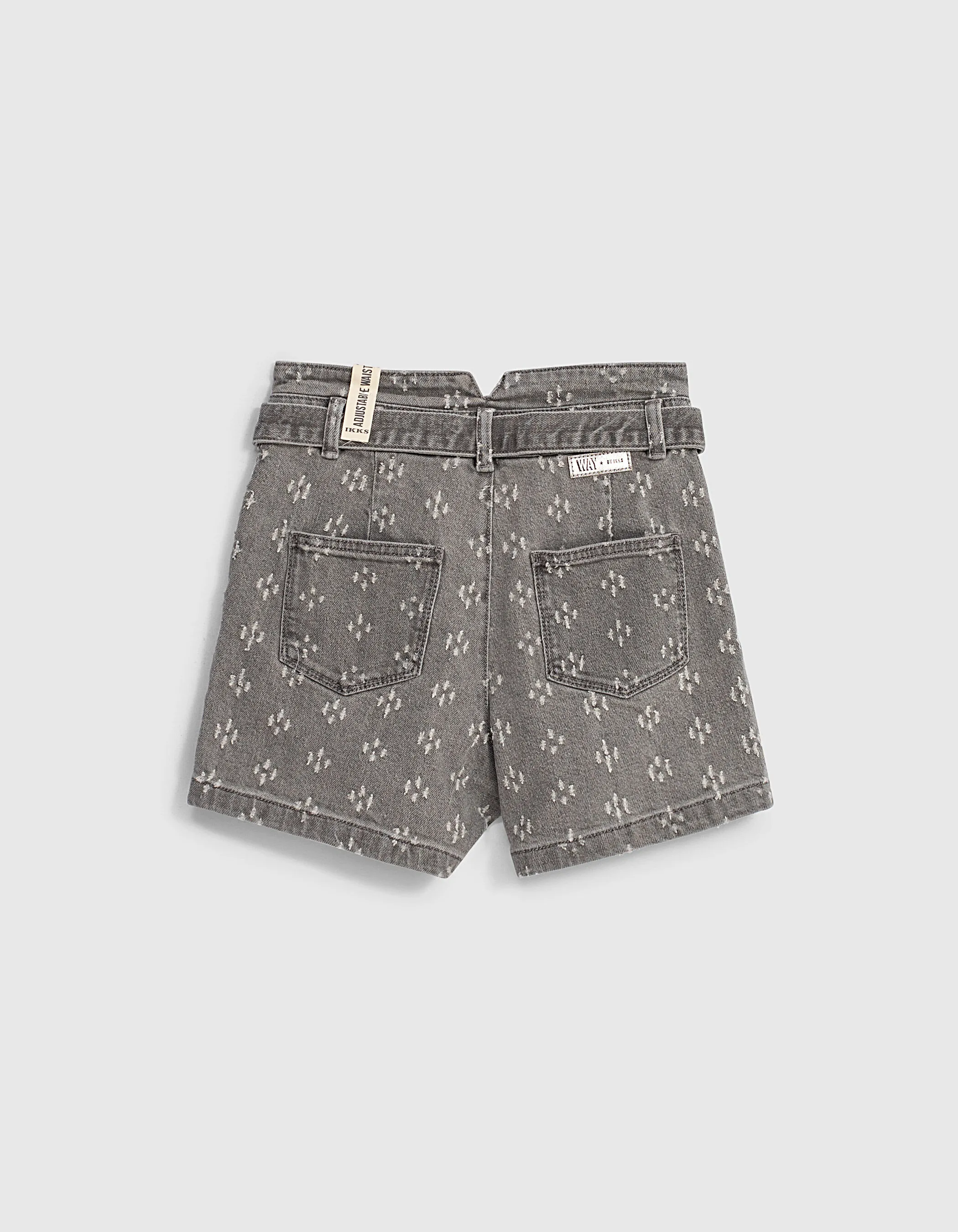 Short en jean light grey bio à usures fille