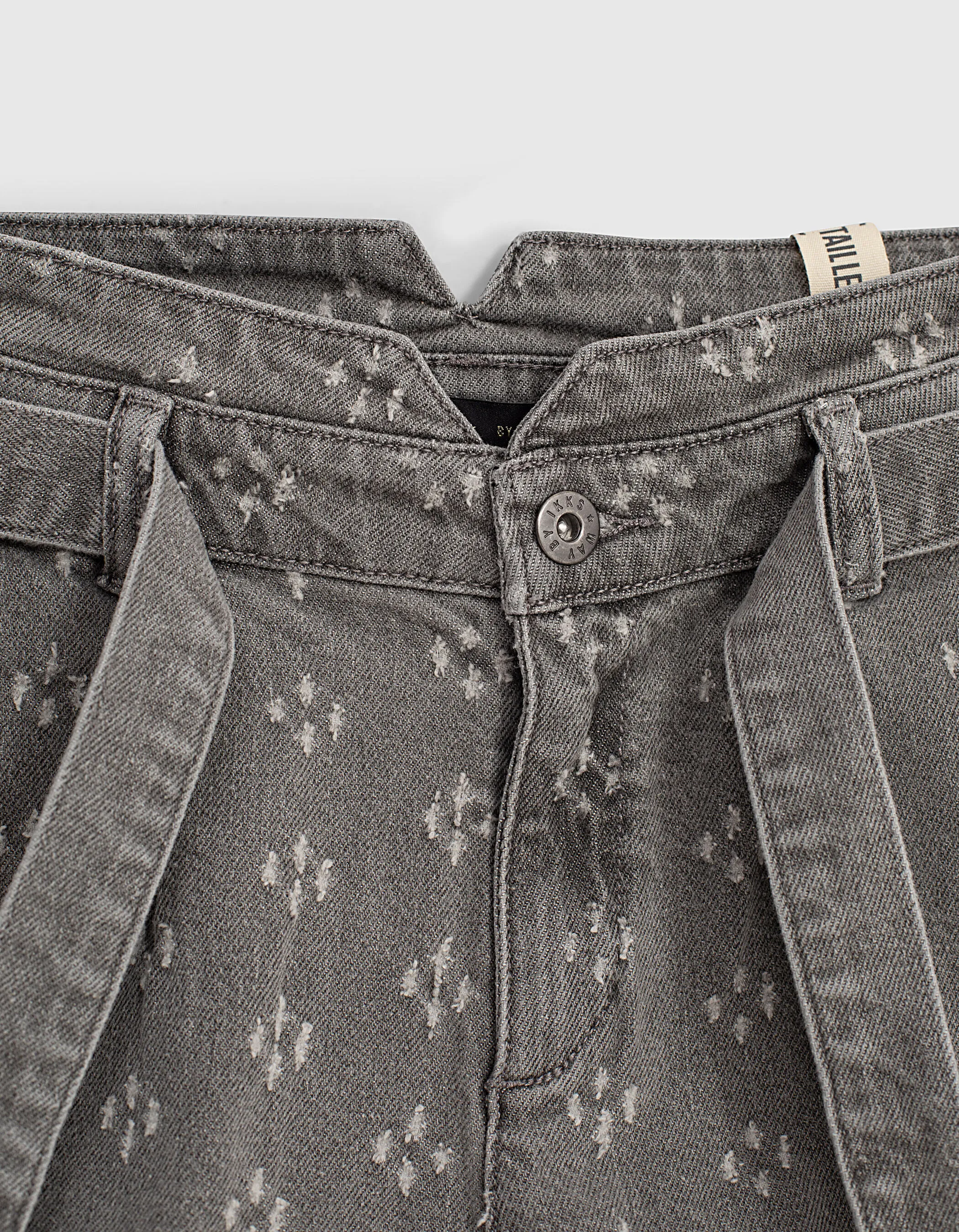 Short en jean light grey bio à usures fille