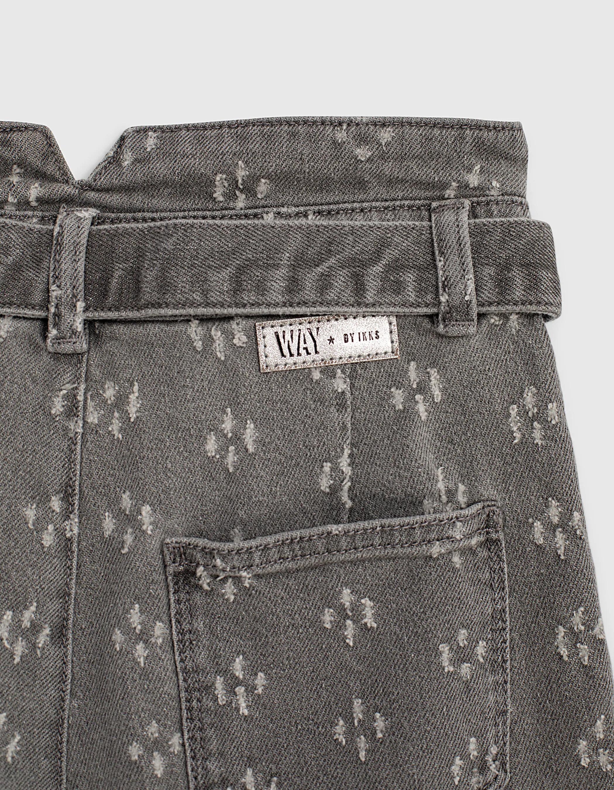 Short en jean light grey bio à usures fille