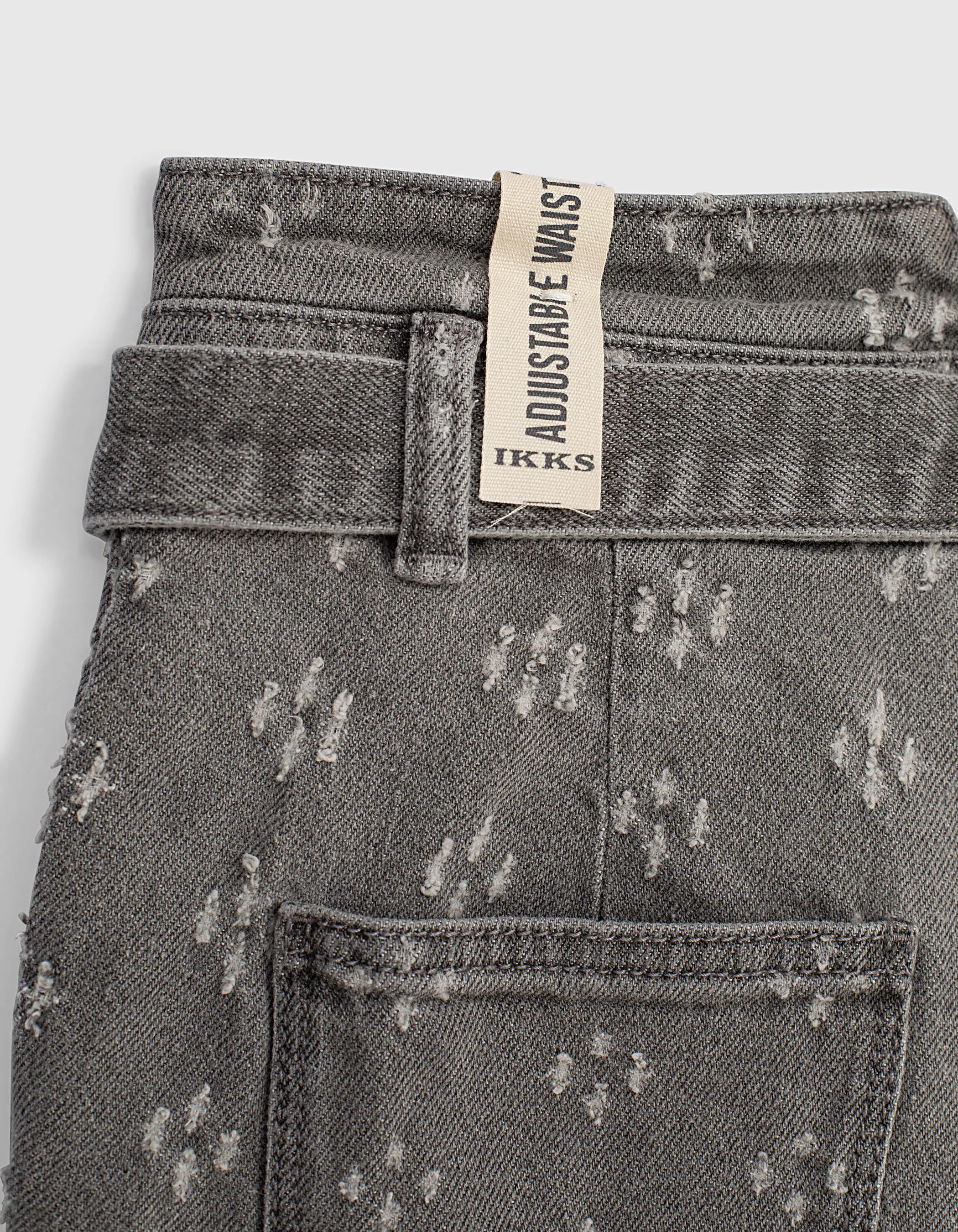 Short en jean light grey bio à usures fille