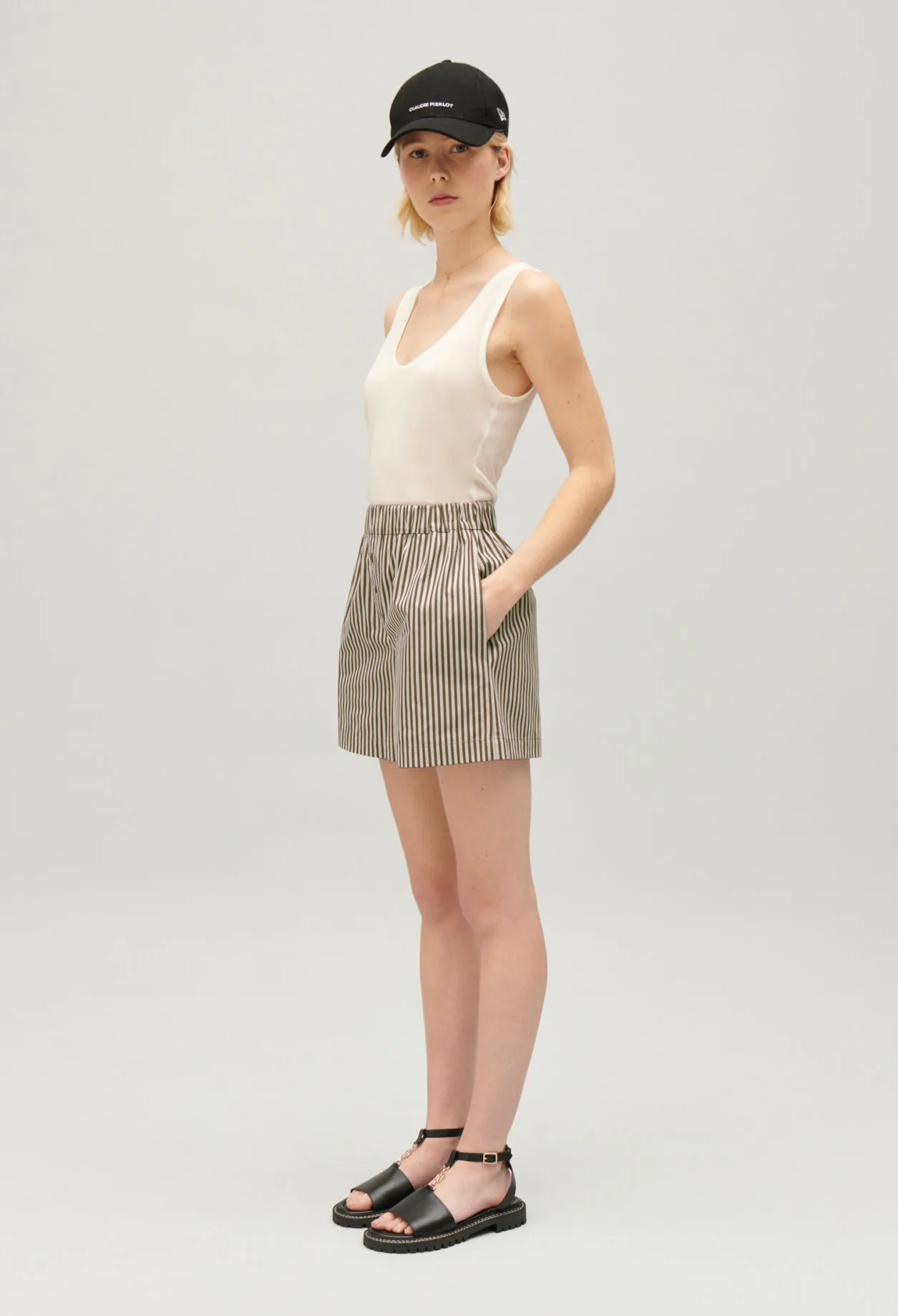 Short rayures vert | Claudie FR