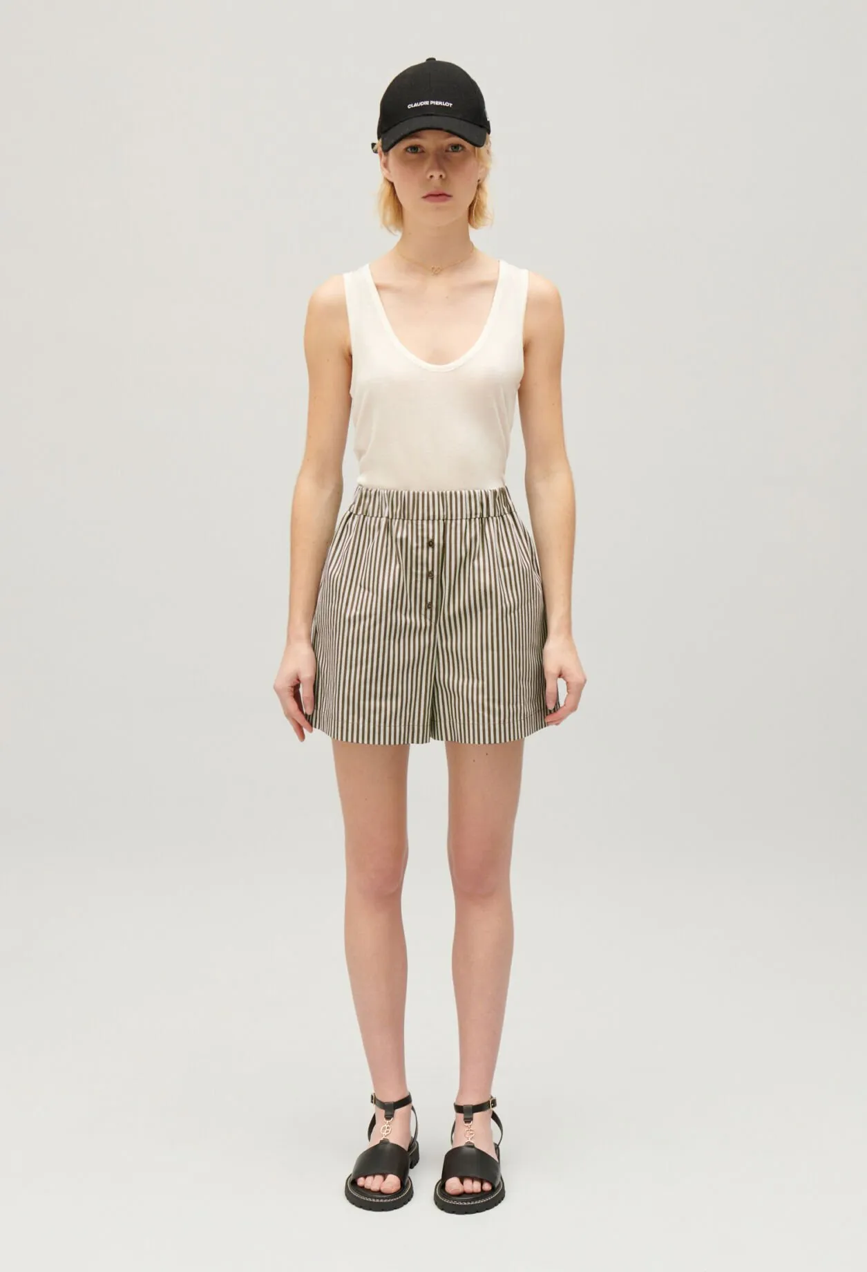 Short rayures vert | Claudie FR