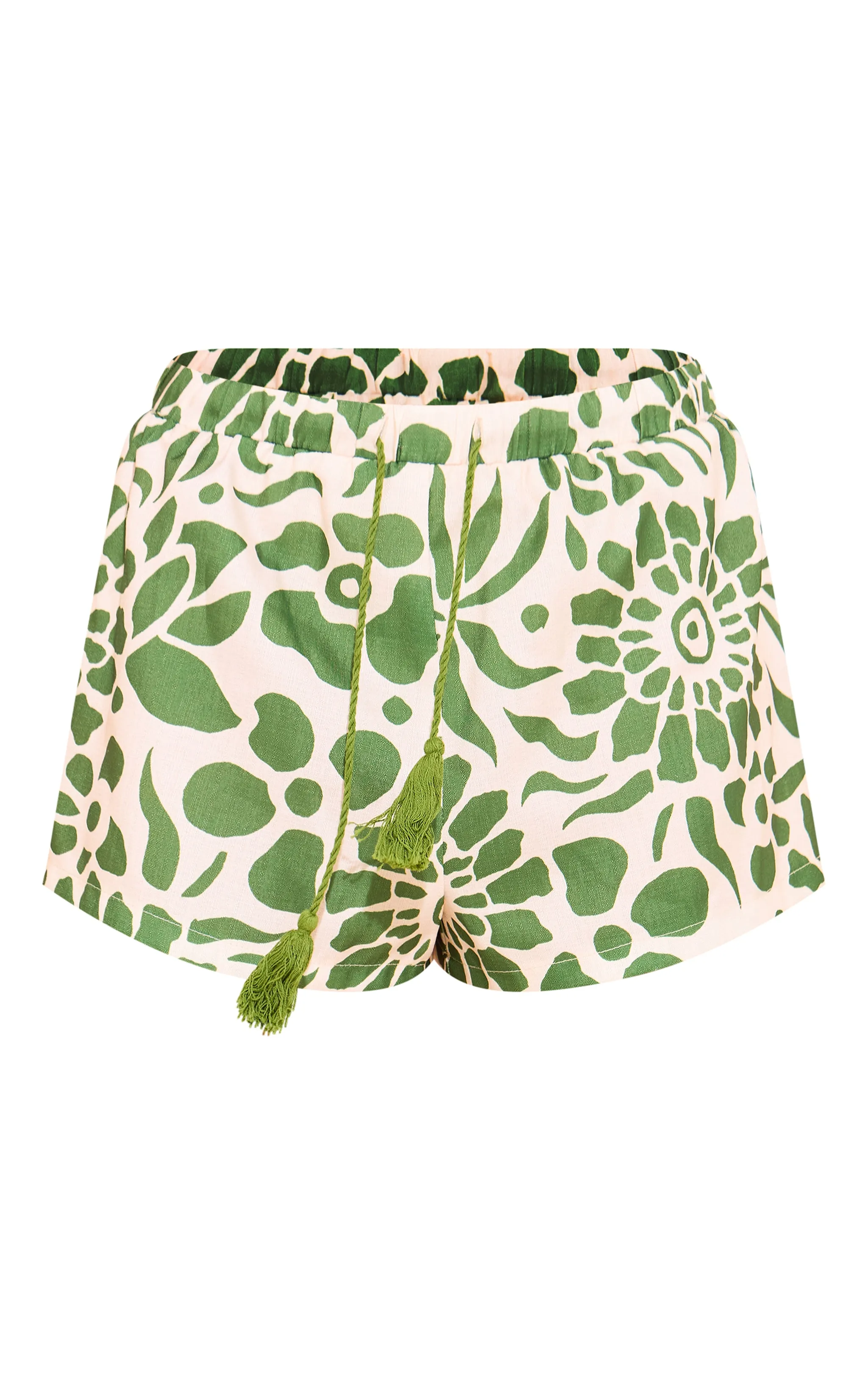 Short tissé imprimé fleuri vert