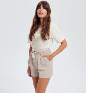 Short uni matelassé Femme - Beige