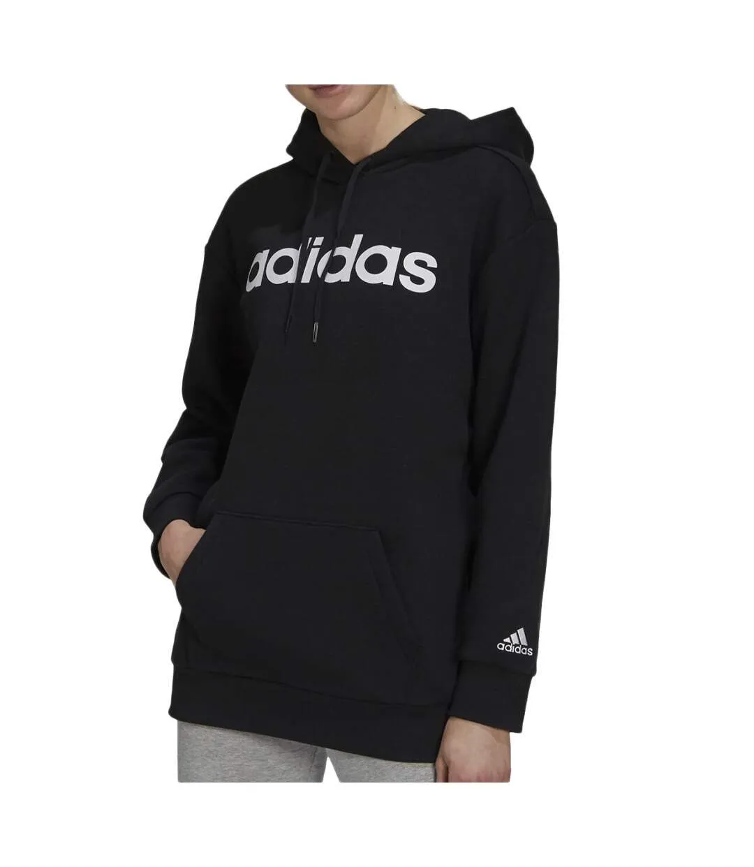 Sweat à Capuche Noir Femme Adidas Lin