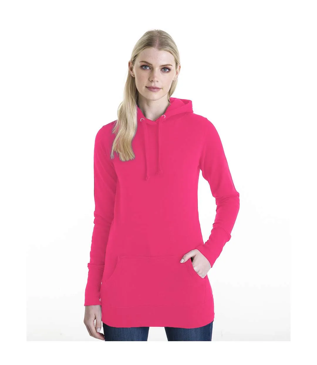 Sweatshirt long à capuche femme rose Awdis