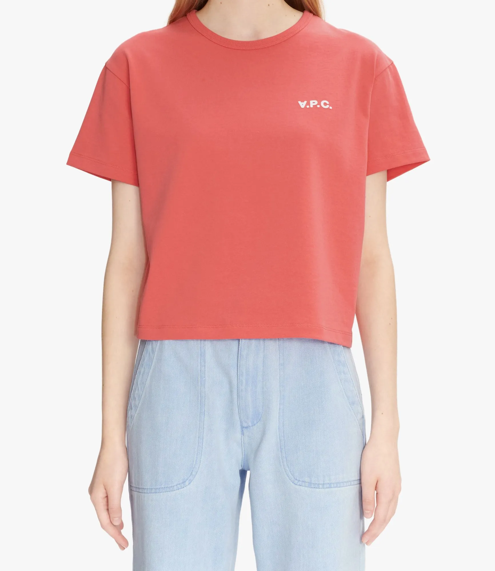 T-Shirt Boxy Petit VPC Framboise/blanc | A.P.C.