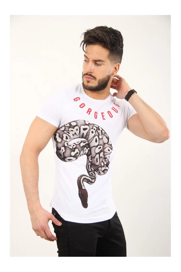 T-shirt gorgeous serpent blanc