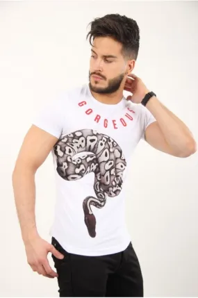 T-shirt gorgeous serpent blanc