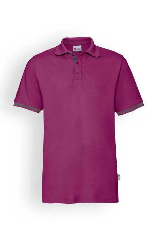 T-shirt Stretch Homme - Col polo berry/gris chiné foncé