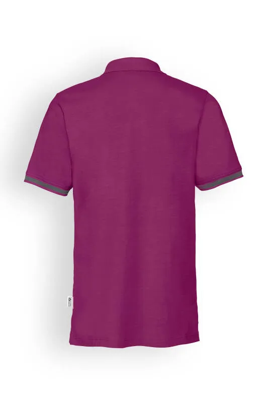 T-shirt Stretch Homme - Col polo berry/gris chiné foncé