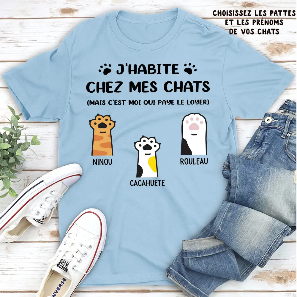 T-shirt Unisex Personnalisé - J‘Habite Chez Mon Chat