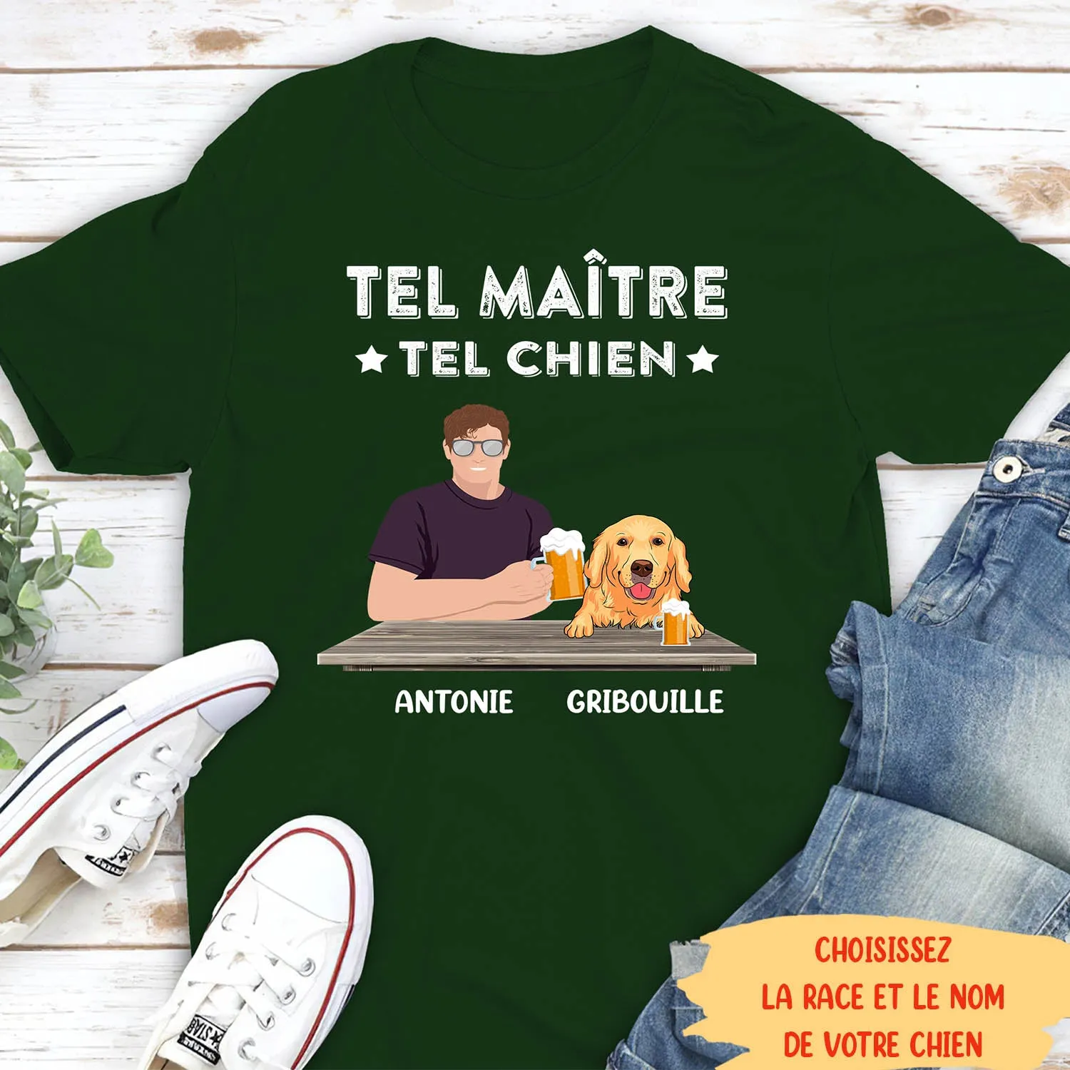 T-shirt Unisexe Personnalisé - Tel Maître Tel Chien