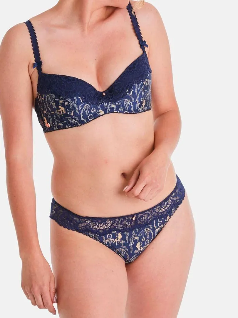 Tanga HAUTE COUTURE - Brigitte Bardot Lingerie - Bleu