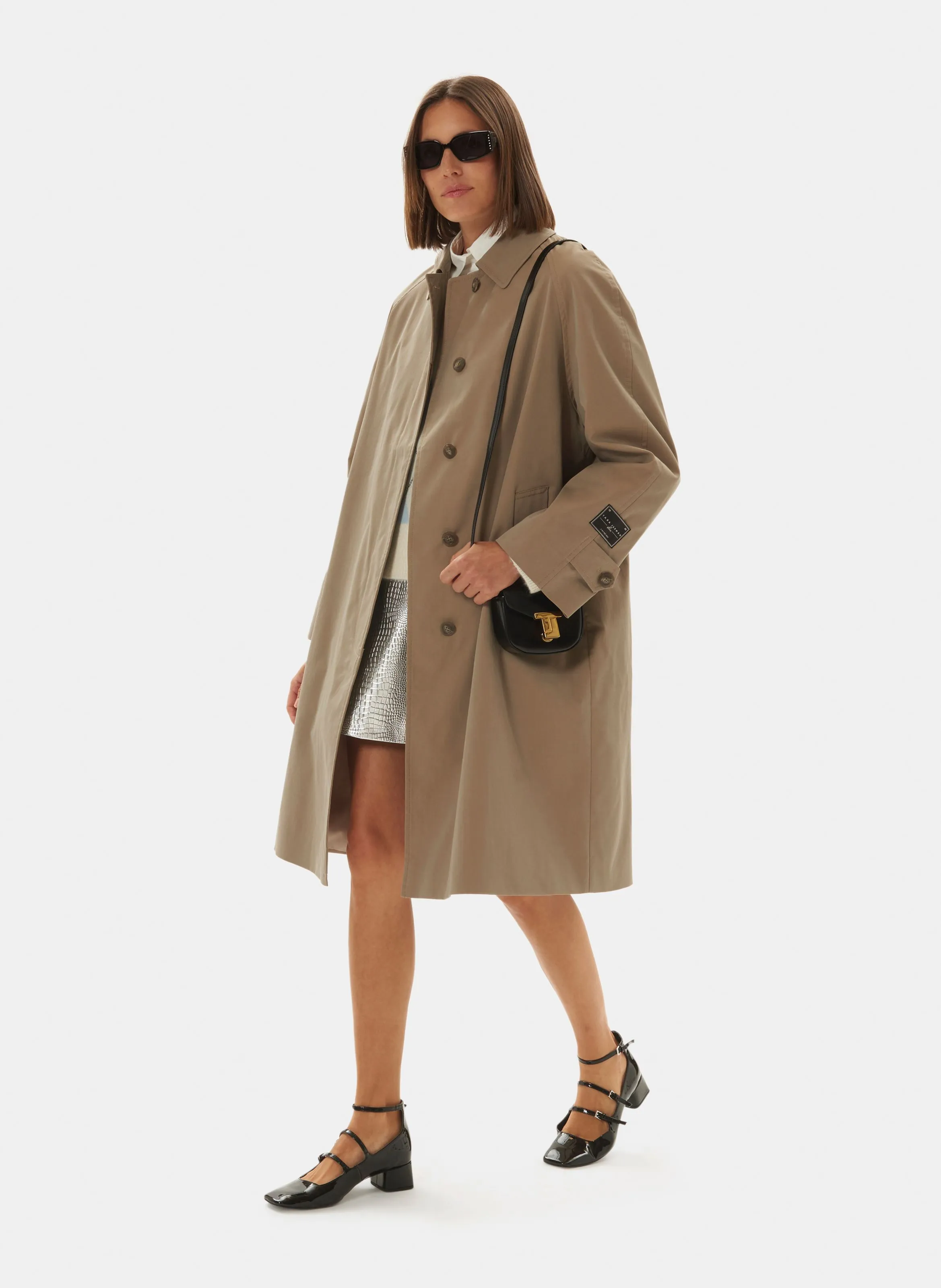 TARA JARMON  Trench-coat large  courte longues à revers - isaac - Marron