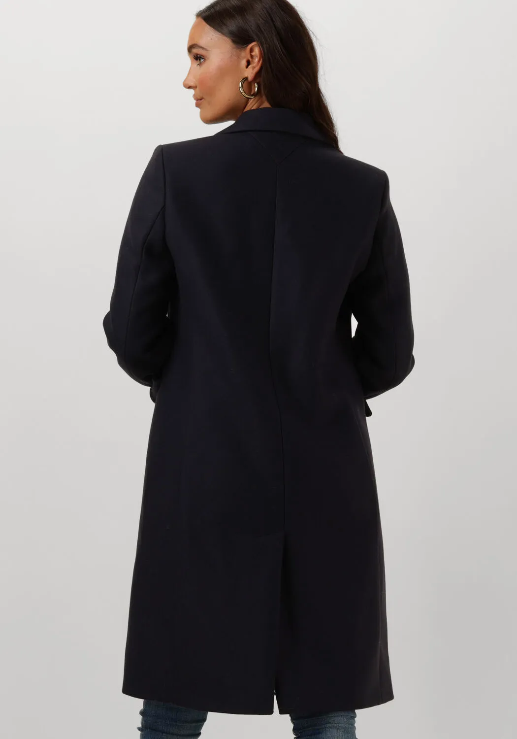 tommy hilfiger manteau wool blend classic coat bleu foncé