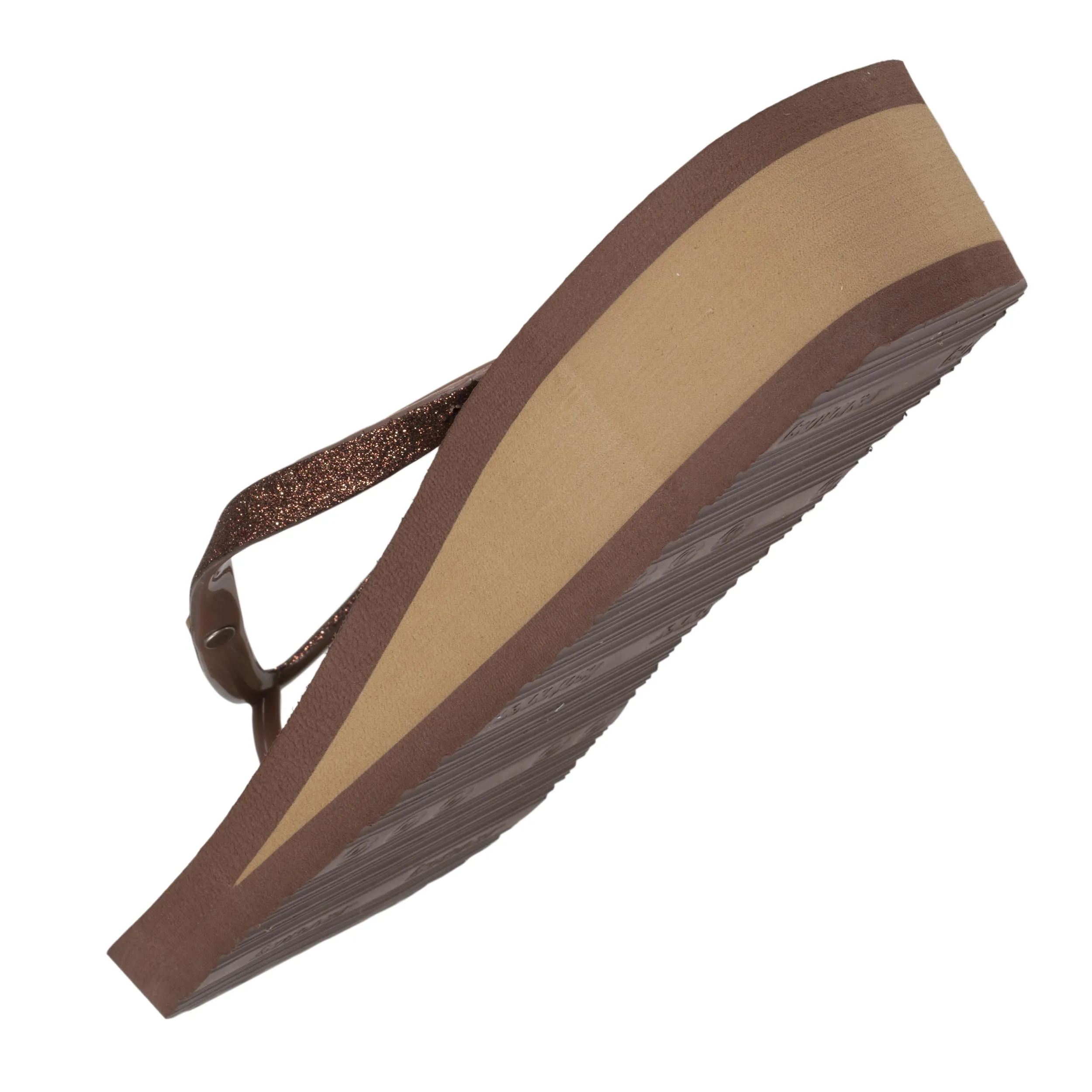 Tongs Femme imprimé floral talon marron