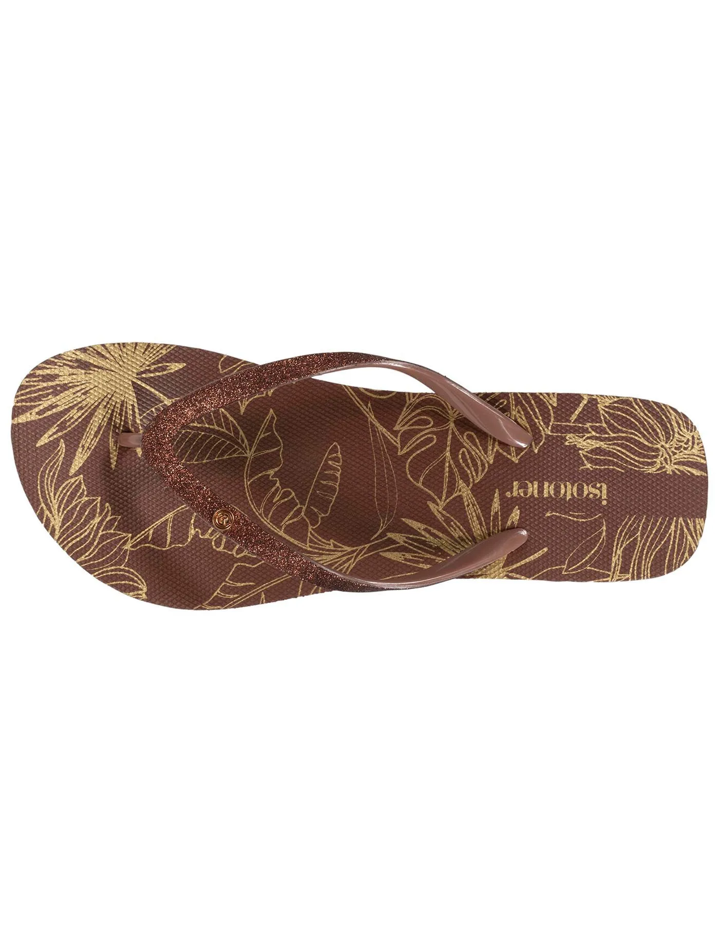 Tongs Femme imprimé floral talon marron