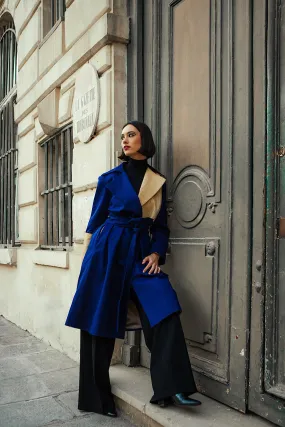 Trench-coat bleu pour femme