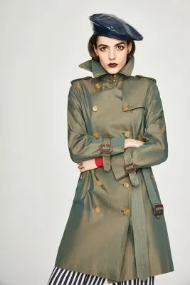 Trench-coat long pour femme avec effet brillant deux tons