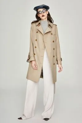 Trench-coat long pour femme avec effet brillant deux tons