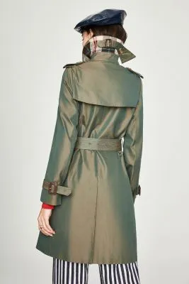 Trench-coat long pour femme avec effet brillant deux tons