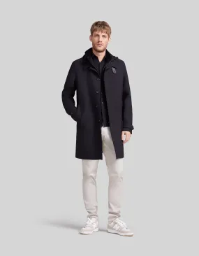 Trench noir à parementure-capuche amovible Homme