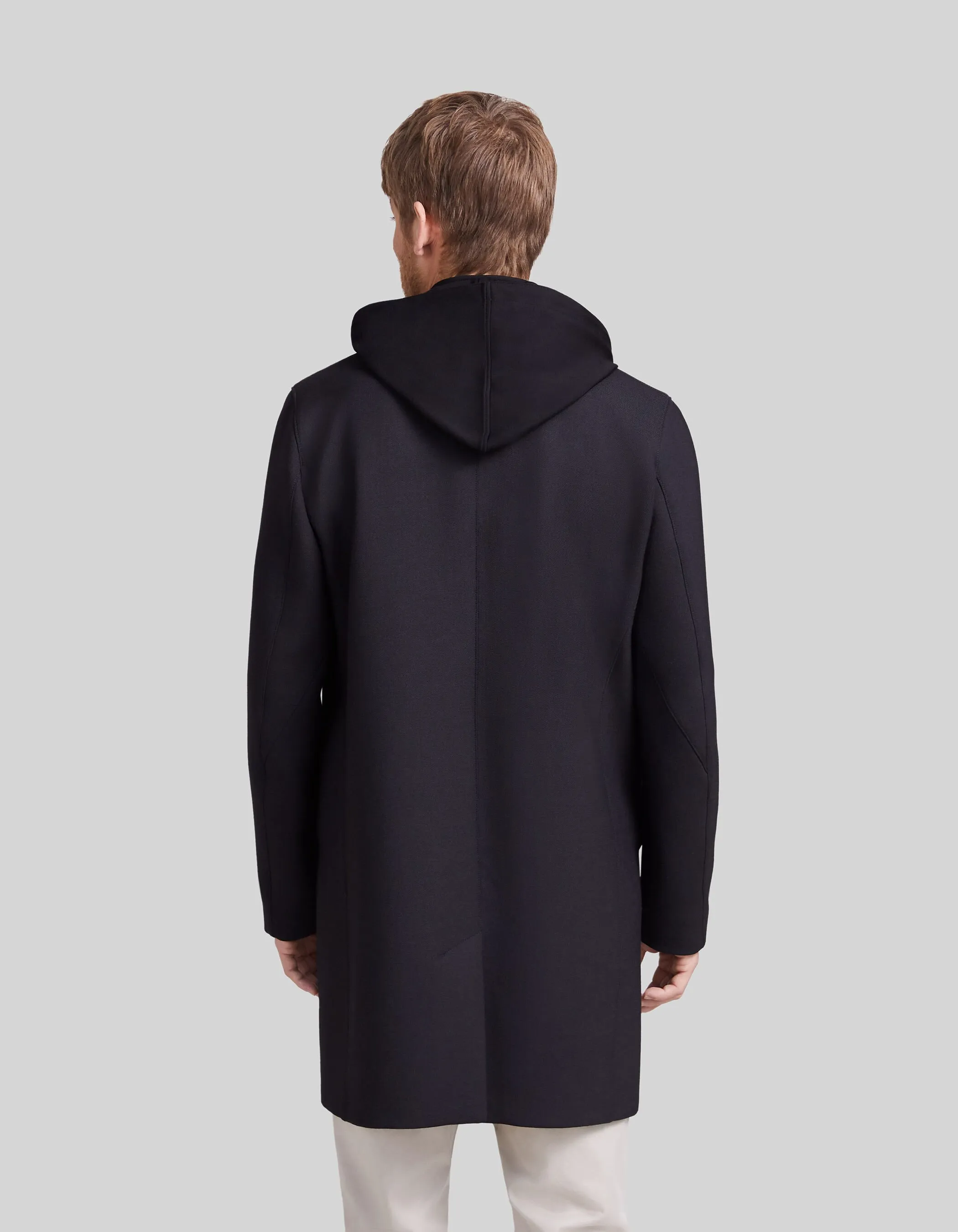 Trench noir à parementure-capuche amovible Homme