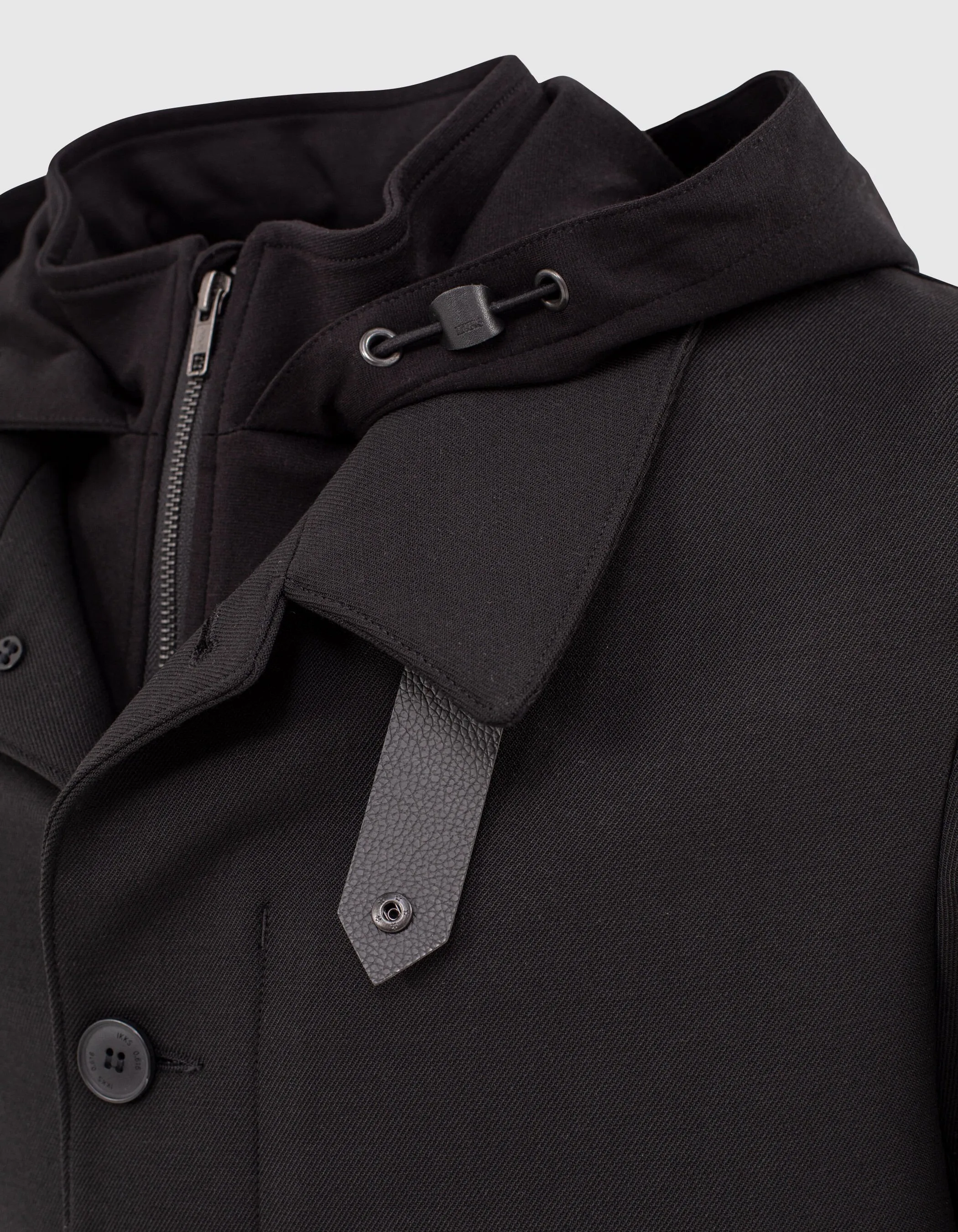 Trench noir à parementure-capuche amovible Homme