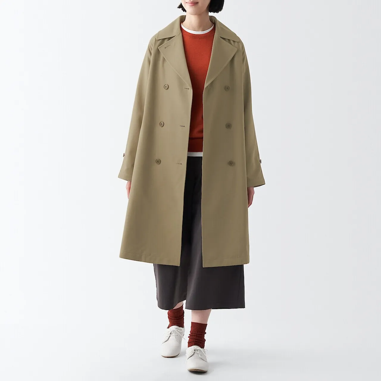 Trench‐coat déperlant en polyester mélangé femme