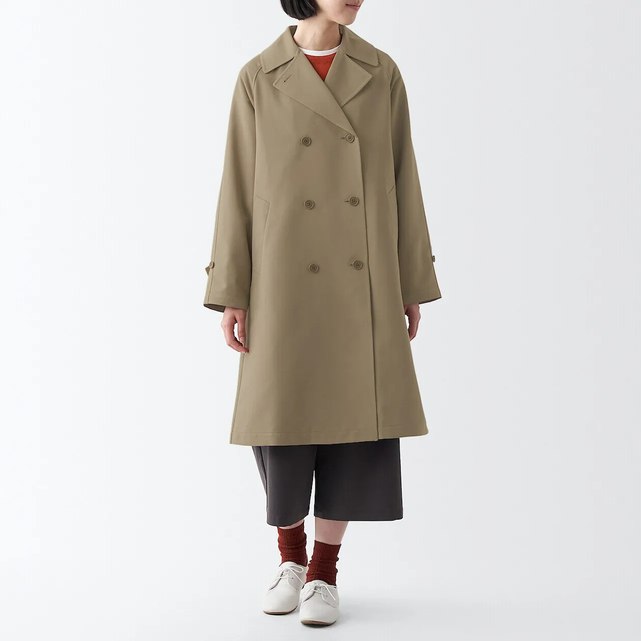 Trench‐coat déperlant en polyester mélangé femme