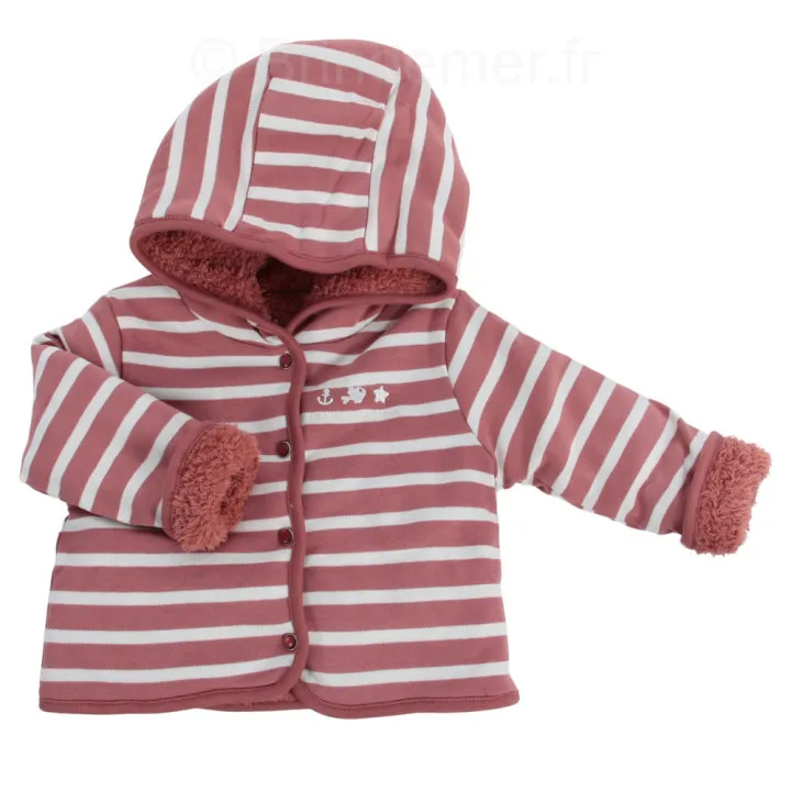 Veste bébé réversible rayé et sherpa ONESSILAY